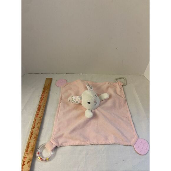 Modern 12x12" baby blanket pink bunny rn #105561 - Picture 1 of 4